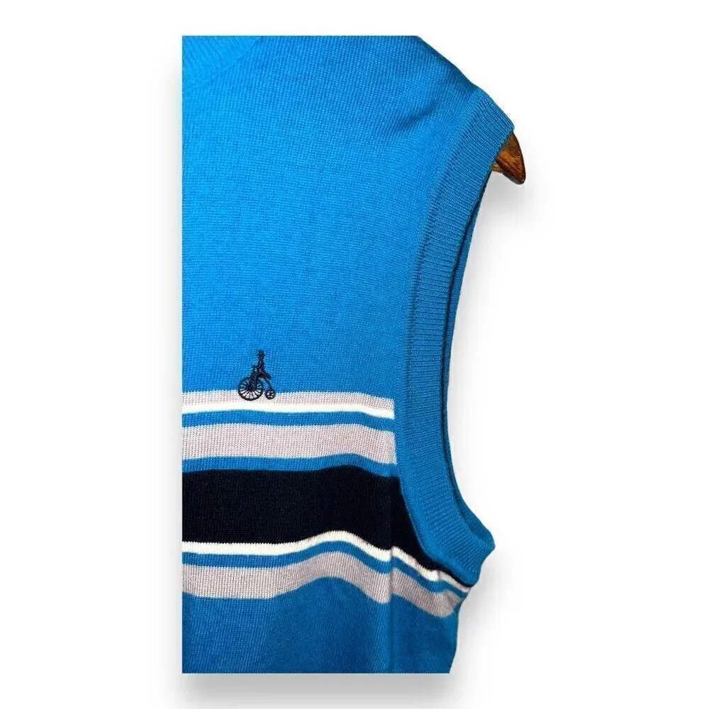 Blue Bean Pole Golf Wool Quarter Zip Sweater vest Size M